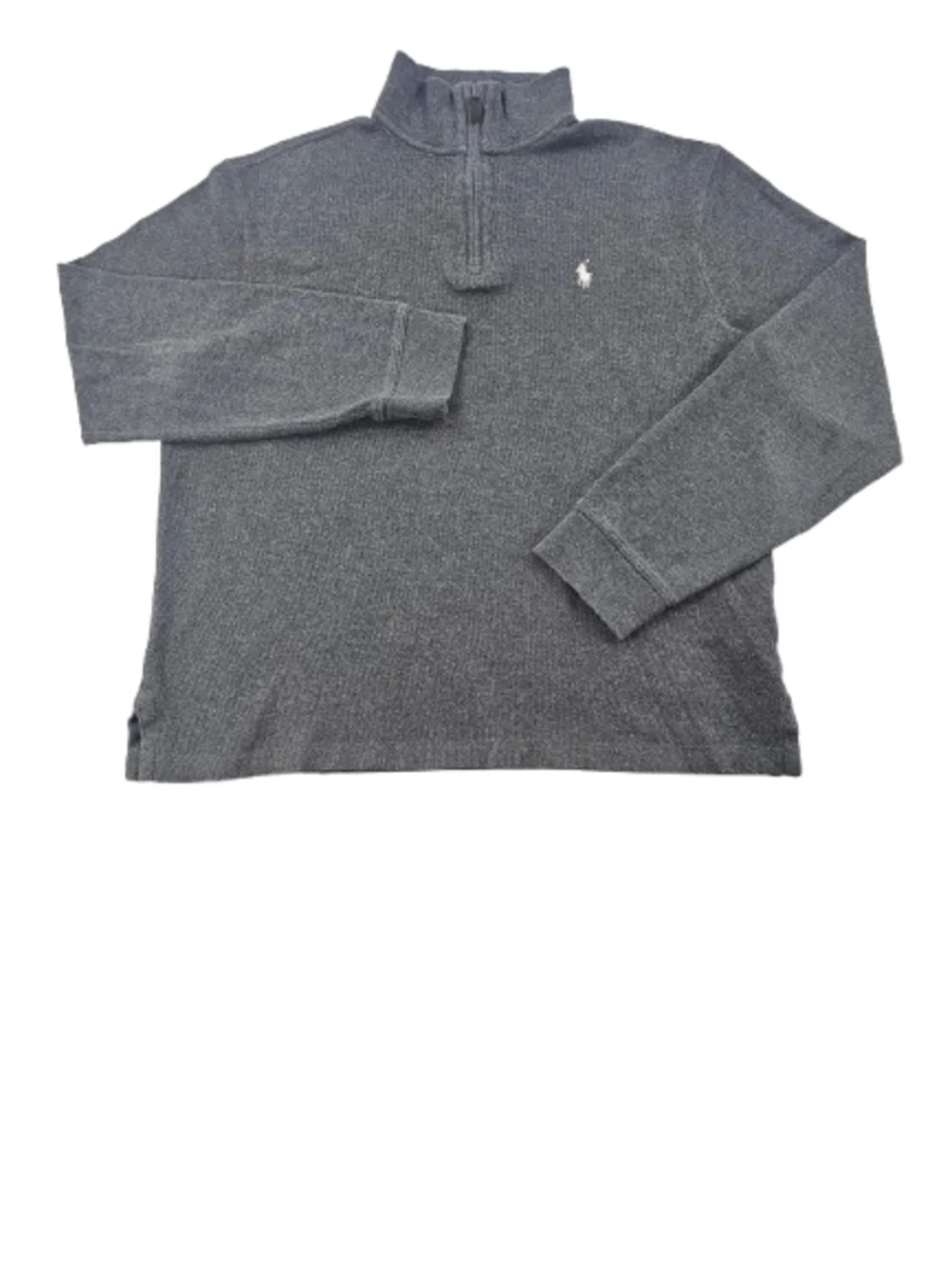 Polo Ralph Lauren‎ Estate Rib Quarter Zip  Sweater Mens S Dark Gray White Pony